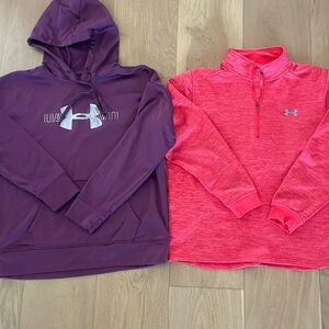Under Armour Purple and Red Hoodies